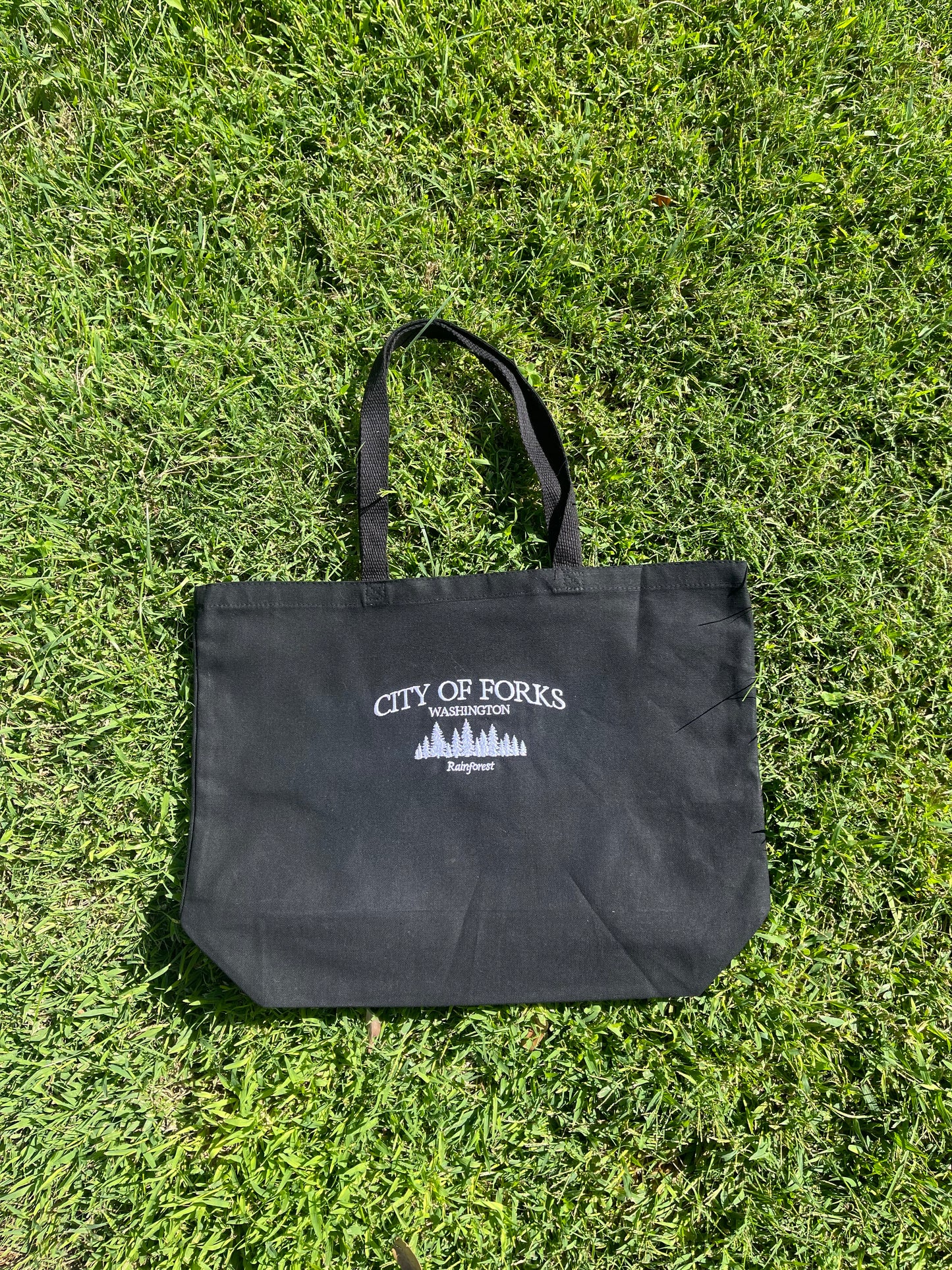 Forks, WA Embroidered Tote Bag